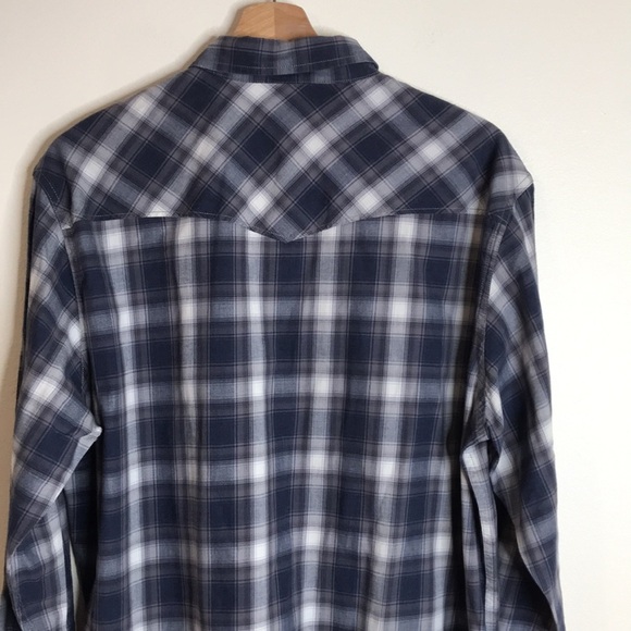 Lucky brand sportswear mens western snap button plaid long sleeve shirt size L - Picture 10 of 12